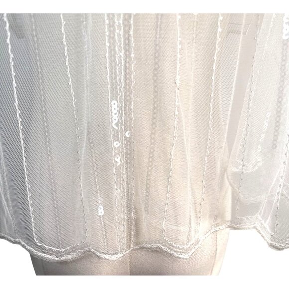 Vintage OS White Beaded Sequin Capelet Bridal Shawl - Picture 8 of 13